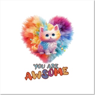 Fluffy: "You are awsome" collorful, cute, furry animals Posters and Art